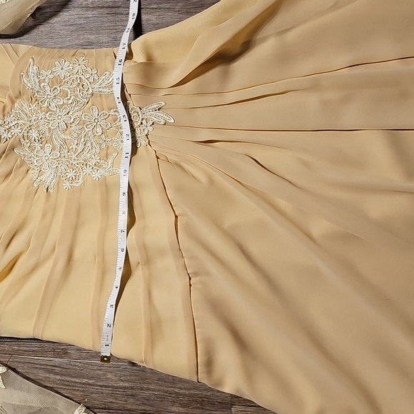 Womens Elegant Cream Lace Evening Wedding Dress Sz 14 - Picture 5 of 9